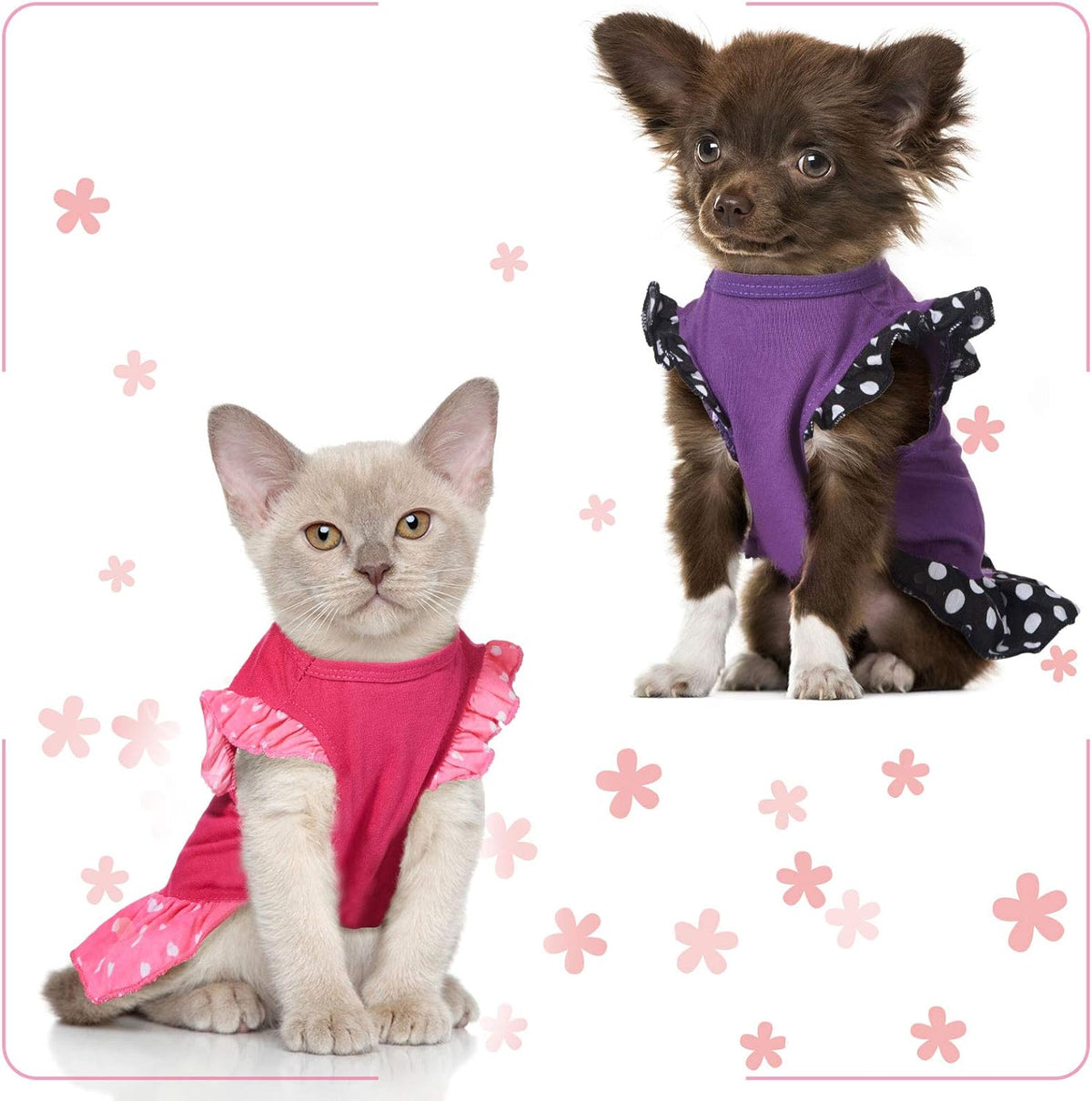 2 Set Dog Dresses for Dogs XS/S/M/L, Love and Me, Medium